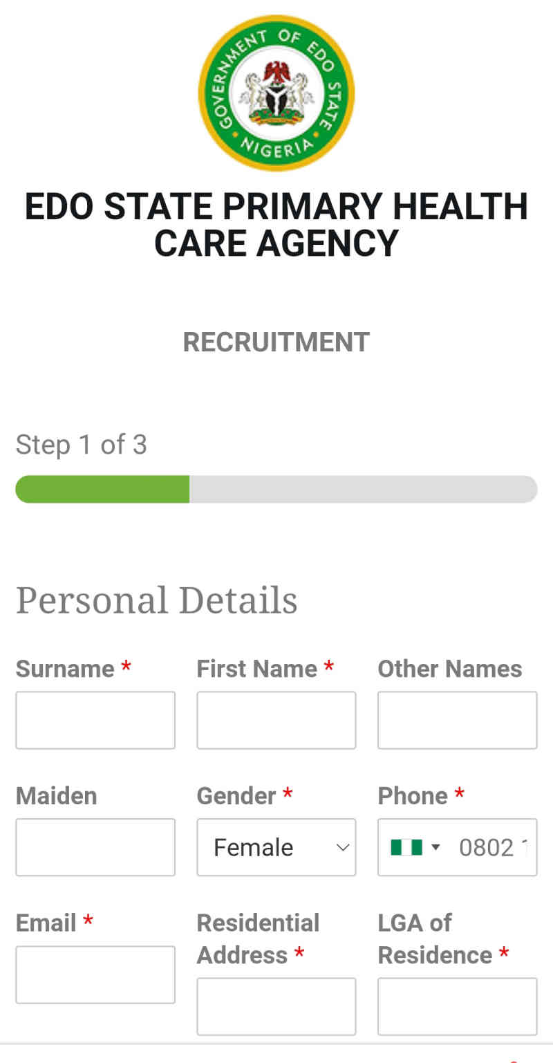 Edo State EDSPHCDA Recruitment 2023, Edo State Primary Health Care Development Agency