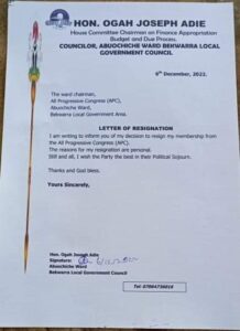 Cross River Lawmaker Dumps APC, Defect To PDP 1 IMG 20221206 WA0017