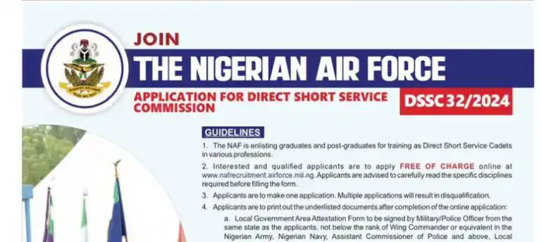 Nigerian Air Force begins direct short service enlistment (Apply Now)