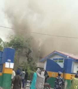 BREAKING: Kano Police Headquarters Currently On Fire
