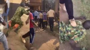 UNIBEN Students Beat up Soldier For Assaulting Their Colleagues At ATM Queue [Video]