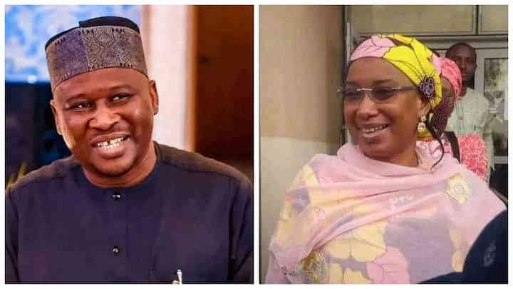 Gov Ahmadu Fintiri and Aishatu Dahiru