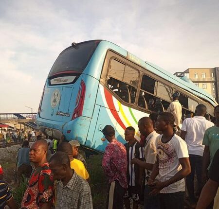 Train crushes govt staff bus in Lagos