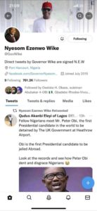 Wike Retweets Post Mocking Peter