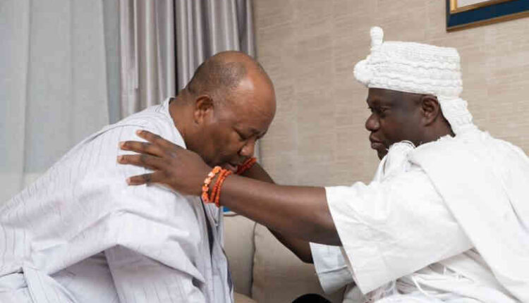 Akpabio Visits Ooni Of Ife To Seek Blessings For Senate Presidency Ambition