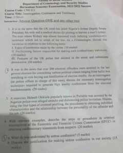 Ekweremadu Trends In UNILORIN Examination Question