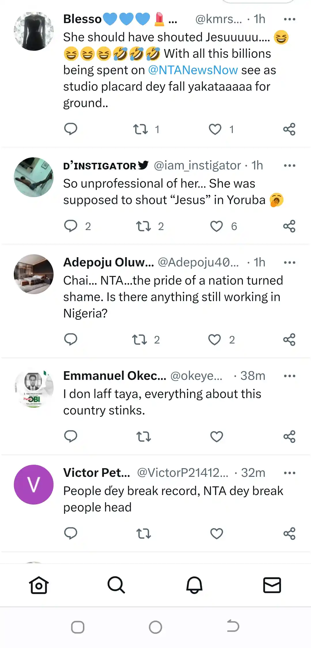 The stage falls on the NTA presenter while broadcasting new