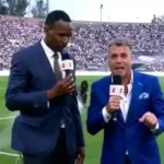 Shaka Hislop before collapsing on air ahead of a preseason friendly match between AC Milan and Real Madrid on Sunday.