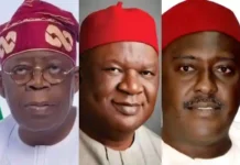 Bola Tinubu meets Pius Anyim, Olisah Metuh Bola Tinubu, Olisah Metuh, Pius Anyim