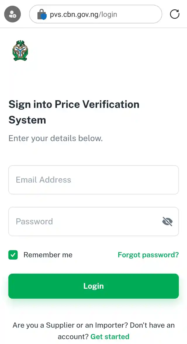 Guide to Register and Submit on the CBN Price Verification System, CBN PVS Portal