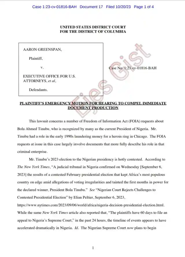 Aaron Greenspan files motion to expedite