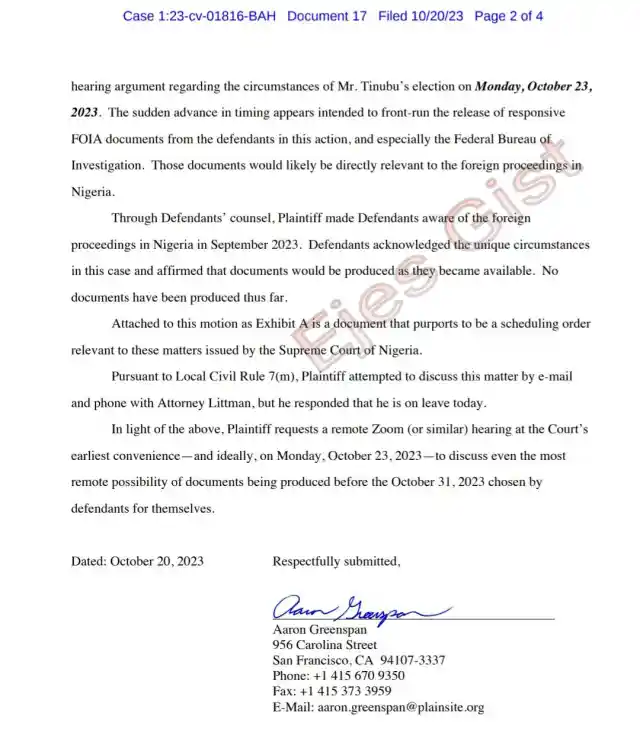 Aaron Greenspan files motion to expedite