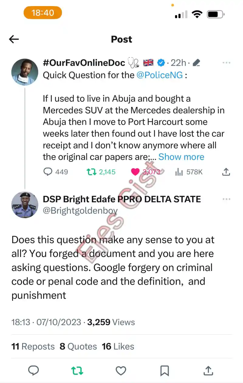 DSP Bright Edafe's Tweet on Forgery Sparks Controversy Amid Tinubu's Certificate Scandal 1 DSP Bright Edafe's Tweet on Forgery Sparks Controversy Amid Tinubu's Certificate Scandal"