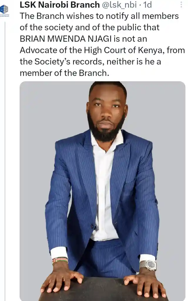 Photo of Kenyan fake lawyer who has won all 26 cases he handled in court.