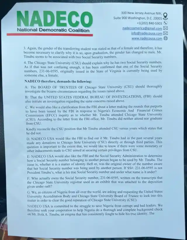 Full Text of NADECO Press Conference on Bola Tinubu's Chicago Certificate" 