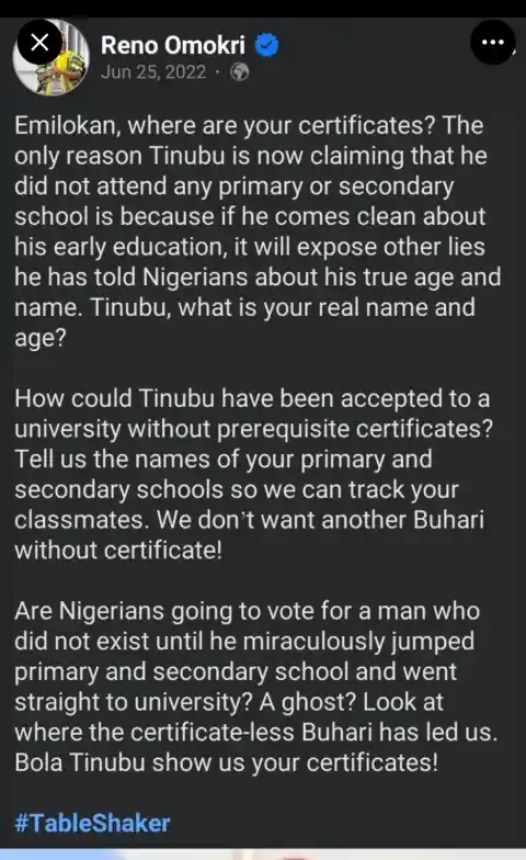 You have no case, Tinubu graduated from Chicago University — Reno Omokri mocks Atiku