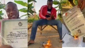 Frustrated Graduate Burns Certificates, over Joblessness