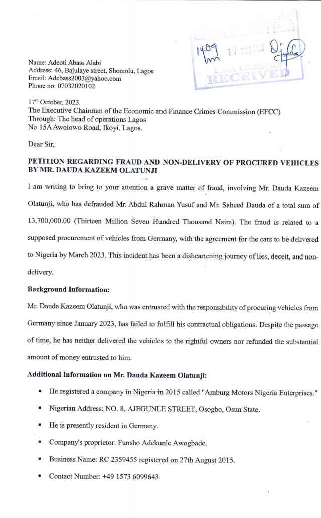 Efcc Dauda Kazeem Olatunji