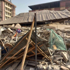 One-Storey Building Collapses in Lagos, Trapping Baby and Adults[Photos]