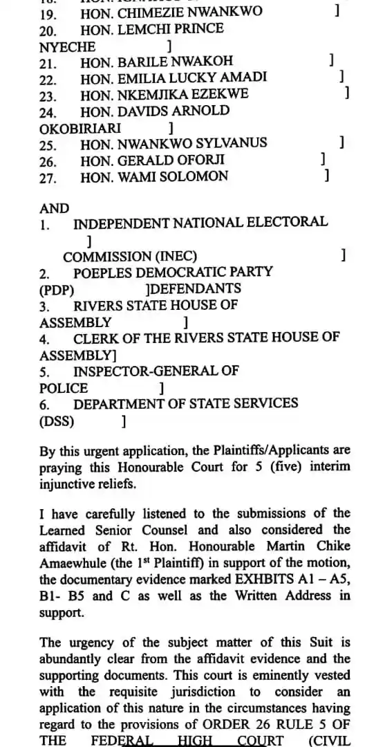 **Leaked Draft: Pro-Wike Lawmakers Secure Court Order to Commence Impeachment Against Gov Fubara