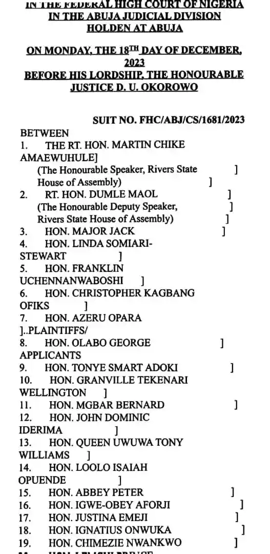 **Leaked Draft: Pro-Wike Lawmakers Secure Court Order to Commence Impeachment Against Gov Fubara [LEAKED PHOTOS]**