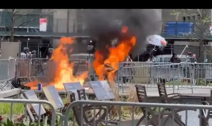 Man sets himself on fire outside Trump’s trial in New York