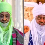 From right: Dethroned Emir of Kano, Aminu Bayero and Reinstalled Emir of Kano Sanusi