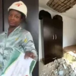 Nigerian Woman Narrowly Escapes Death as Ceiling Collapses.