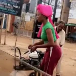 Video Of Nigerian Lady Helping Her Father With His Vulcanizing Work