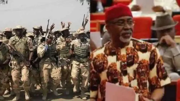 Senator Enyinnaya Abaribe and Soldiers Senator Enyinnaya Abaribe and Soldiers