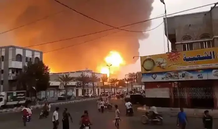 Israel-Launches-Air-Strikes-On-Houthi-Controlled-Port-Of-Hodeidah-In-Yemen
