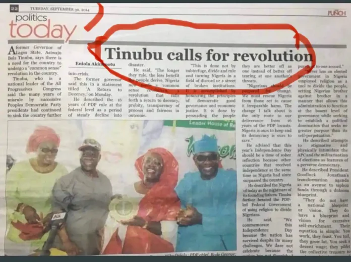 Tinubu calls for revolution 2