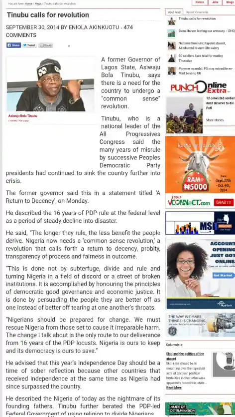 Tinubu calls for revolution 2