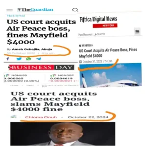 US Court Acquits Air Peace Boss, Fines Mayfield $4,000 Is Disinformation