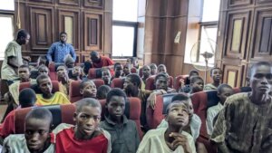 BREAKING: End Bad Governance: Minors Freed By Nigerian Govt Arrive Presidential Villa