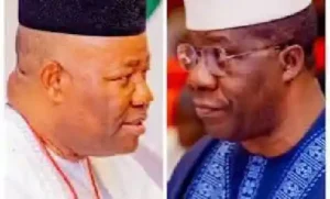 Senate President Akpabio, Senate Leader Opeyemi Bamidele Allegedly Exchange Blows Inside Senate Cafeteria