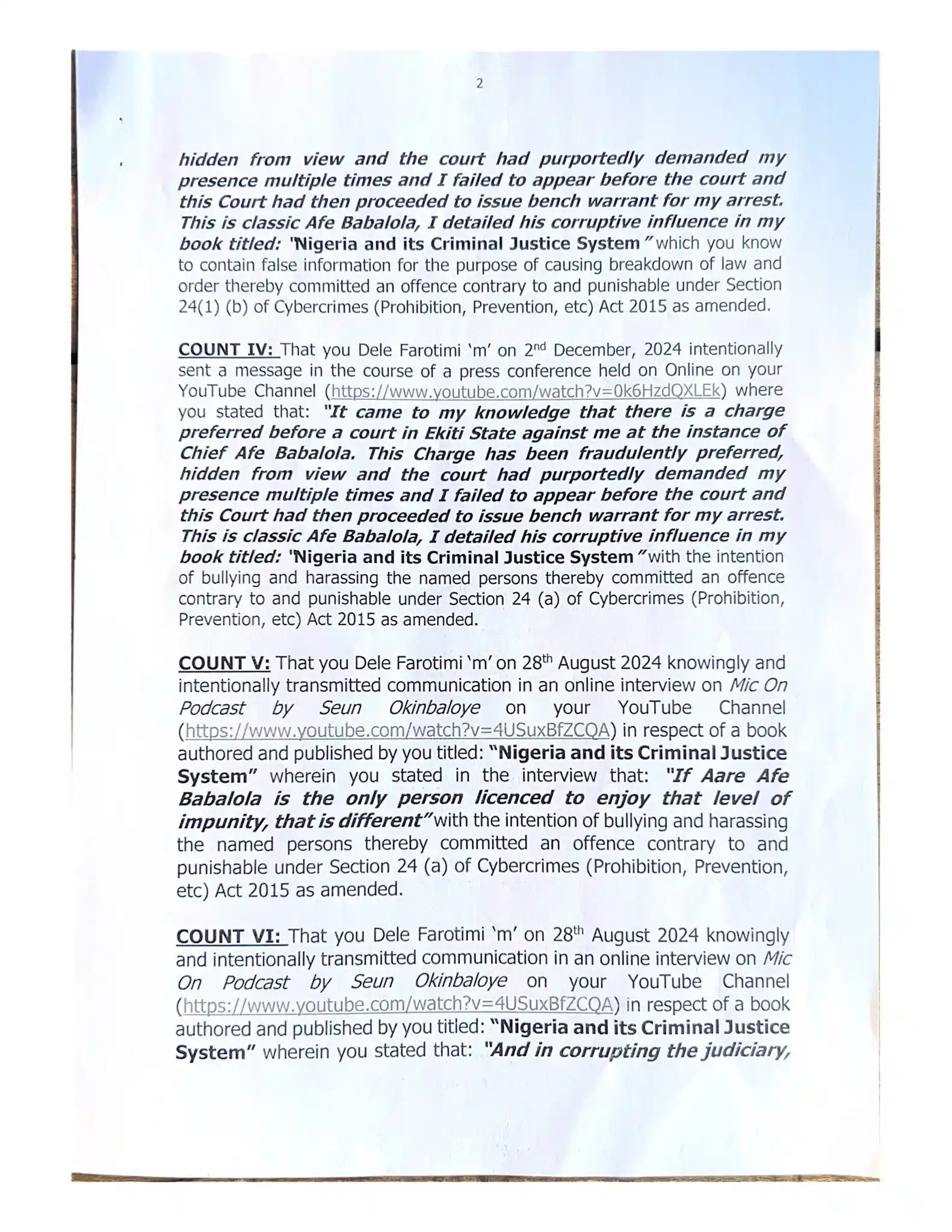 IGP Files 13 New Charges Against Dele Farotimi (Download Here)