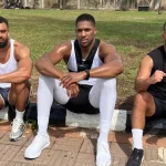 Anthony Joshua and his friends, Sina Ghami and Abdul Latif Kevin Ayodele