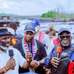 Sheriff Oborevwori at Trans-Forcados Oil Spill Location